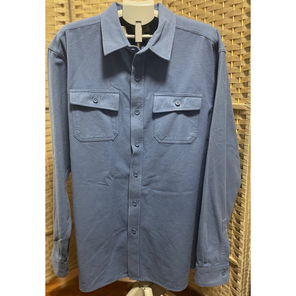 LL Bean Mens Chamois Cloth Shirt Blue Traditional Fit Flannel XXL-REG